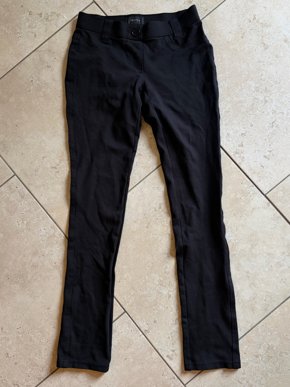 Theory Elly Rave Black Slim Straight Pants Petite P